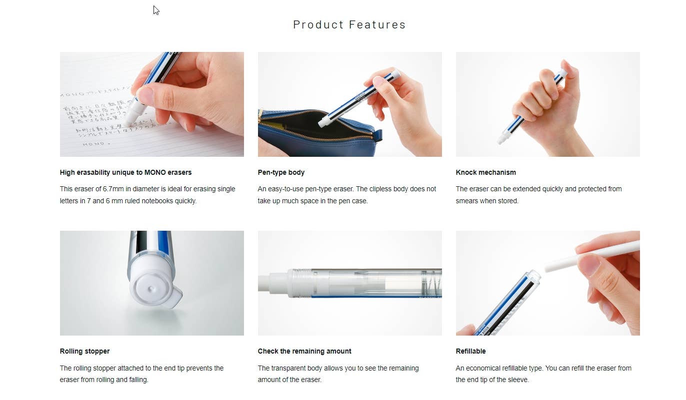 Hakubundo - Wholesale Eraser - 【JAPANESE STATIONERY】TOMBOW MONO STICK ERASER 5PCS7