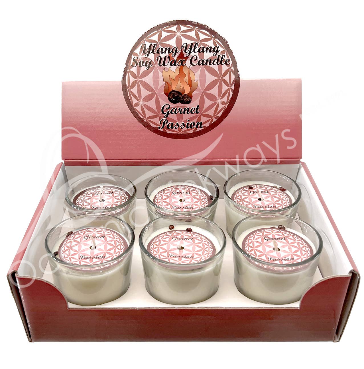 Oceanic Linkways Inc – Engroshandel Glaslys – STEARINLYS VOTIV -YLANG YLANG MED GRANAT/PASSION (PK 6)1