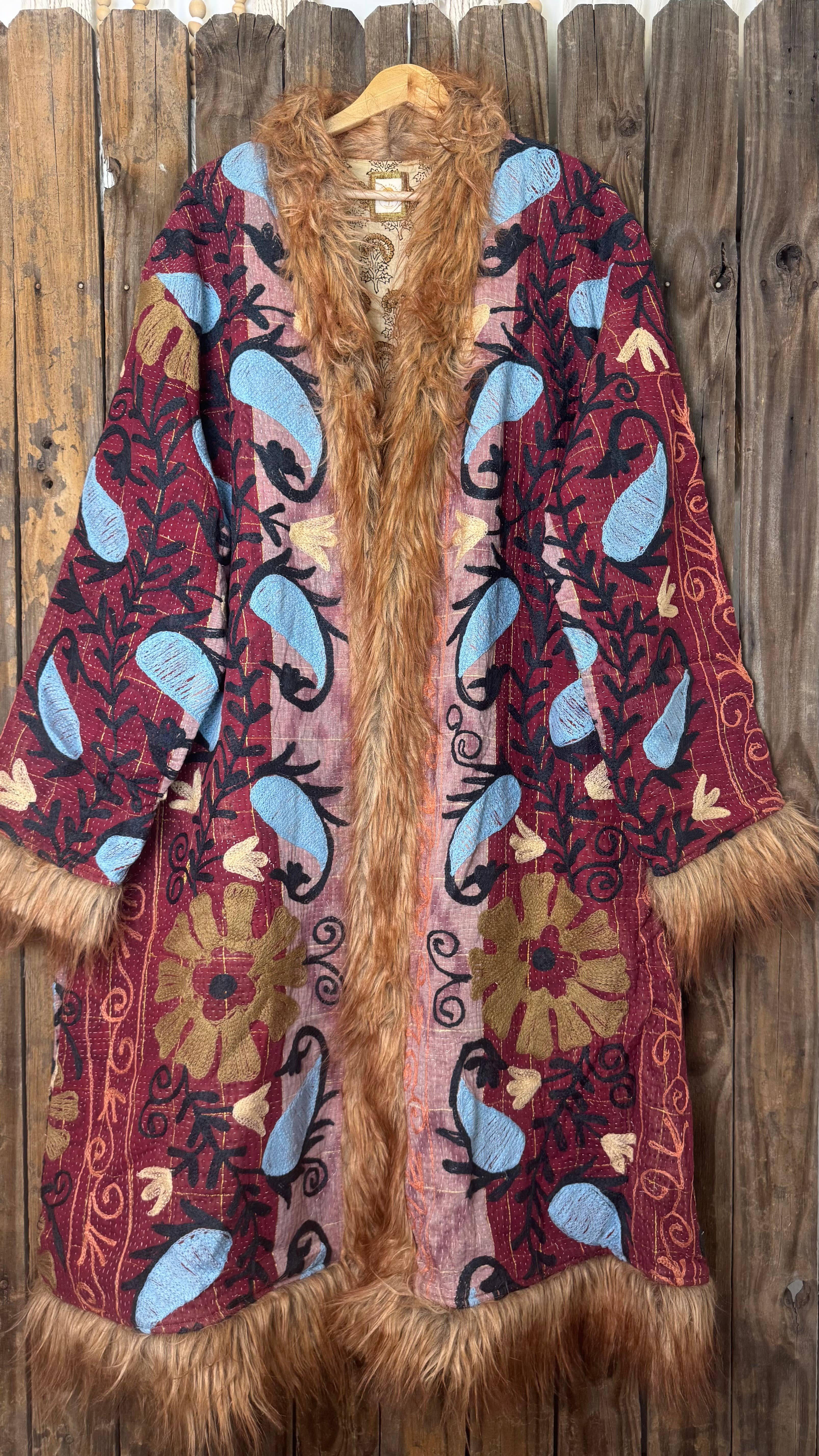 Wylder Trading Company - Wholesale Fur/Faux Fur Coat - Women's - Canyon Bloom Coat 027 (Long-Length) | Penny Lane Style Boho