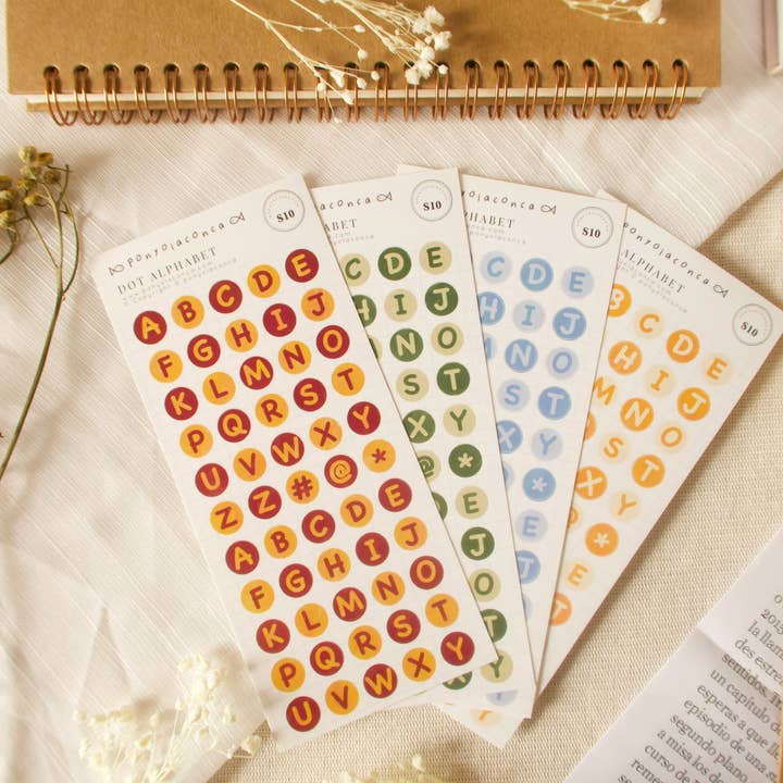 Alphabet Dot Sticker Sheet for wholesale by ponyolaconca