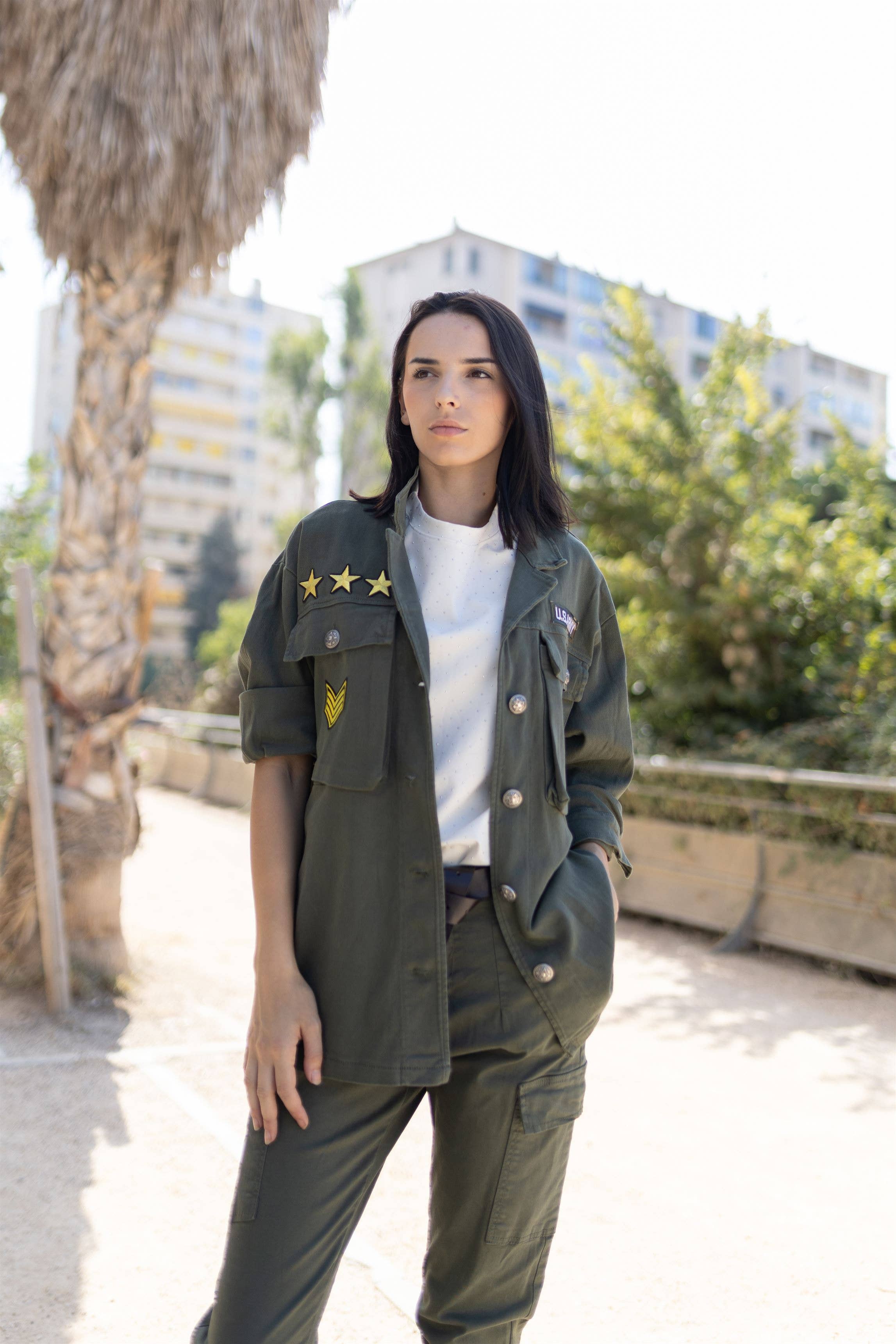 Khaki CVA521727 military jacket for wholesale on Faire0