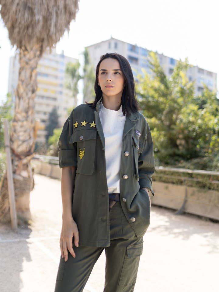 Khaki CVA521727 military jacket for wholesale on Faire