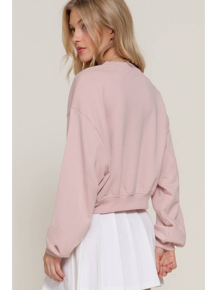 Active Basic | Active USA - Wholesale Sweatshirt - Women's - Long Sleeve Crew Neck Short Sweatshirt