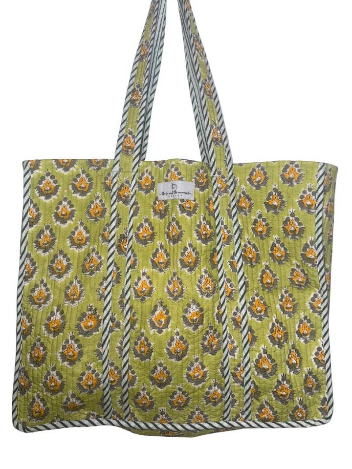Reversible Quilted Block Printed Beach Bag for wholesale by The Fox and The Mermaid