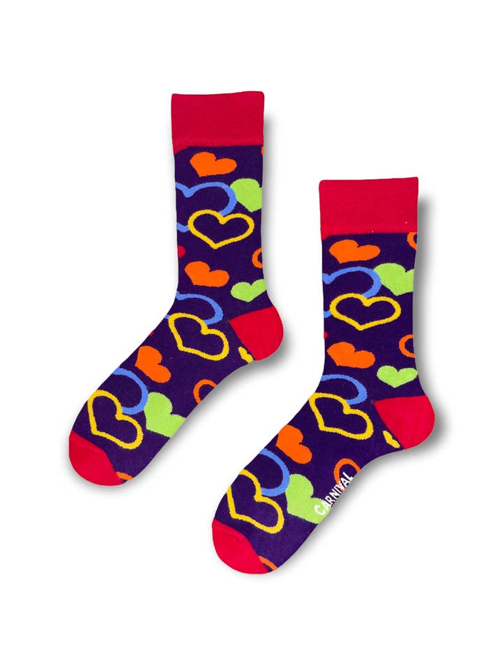 Carnival Socks - Wholesale Socks - Unisex - Novelty Socks for Men and Women | Patterned Socks Unisex | Funky Socks | Fun Colourful Silly Cotton Socks | Best Funny Crazy Happy Gifts for Men and Women | Carnival Love | Pair