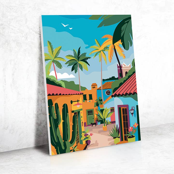 Graine Créative - Wholesale DIY Craft Kit - PAINT BY NUMBER 30 x 40 - MEXICAN VILLAGE3
