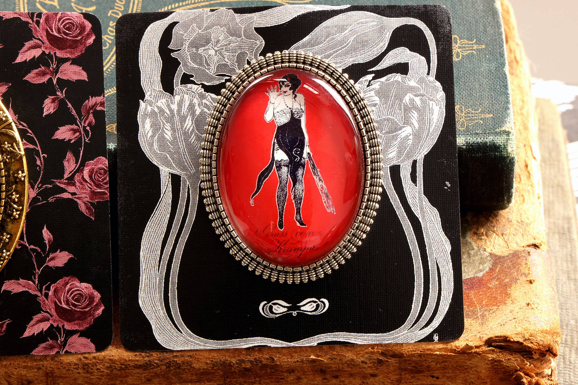 Asunder Bazaar - Wholesale Brooch - 20pc Krampus Brooches on Cards20