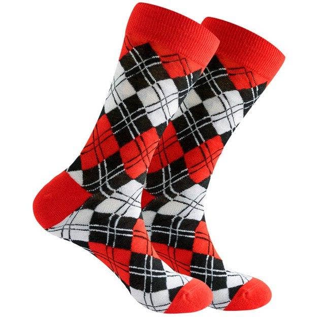 Black and Red Argyle Pattern Socks from the Sock Panda for wholesale by Sock Panda