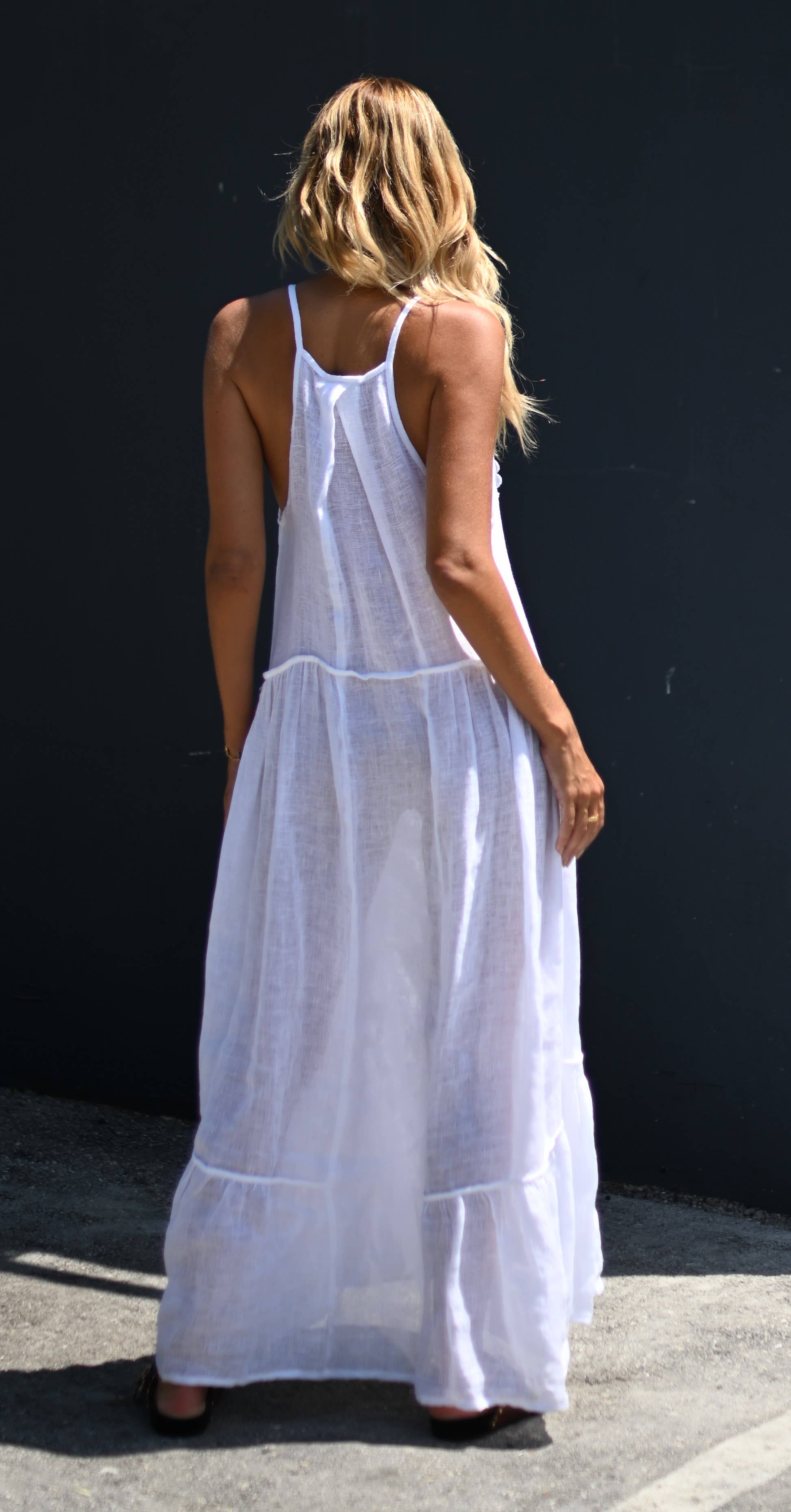 Muche & Muchette – wholesale Klänning - Dam – Daisy linneklänning utan ärmar i maxilängd1