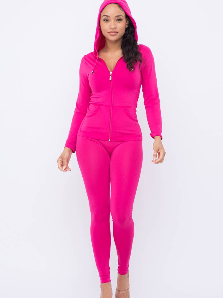 Julia by LoveJ - Wholesale Top & Pant Set (NOT Loungewear) - Women's - Seamless Zip Up Hoodie Jacket And Leggings Set8