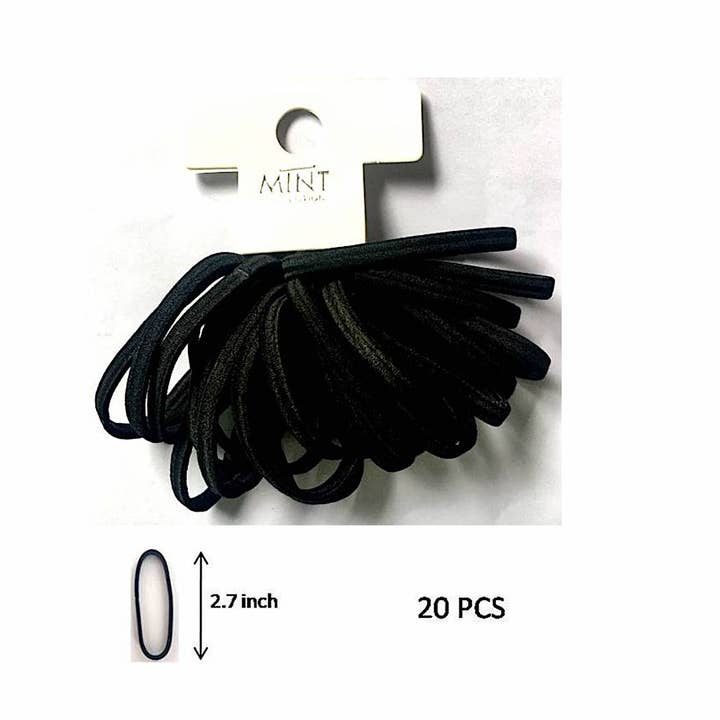 Atlas Fashion - Wholesale Hair Tie - Black Elastic Hair Ties 20 Pce Set0