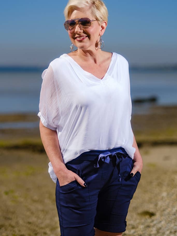 Sasha Silk Double V-Neck Kaftan (BSS201) for wholesale by TINA Stephens Italy/Tees By Tina