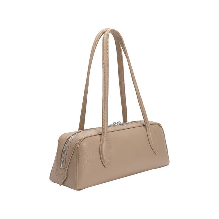 Melie Bianco - Wholesale Shoulder Bag - Women's - Serafina Beige Recycled Vegan Shoulder Bag