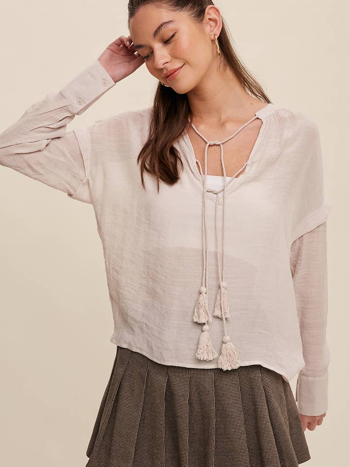 Tassel Tie Boho Blouse for wholesale by Listicle