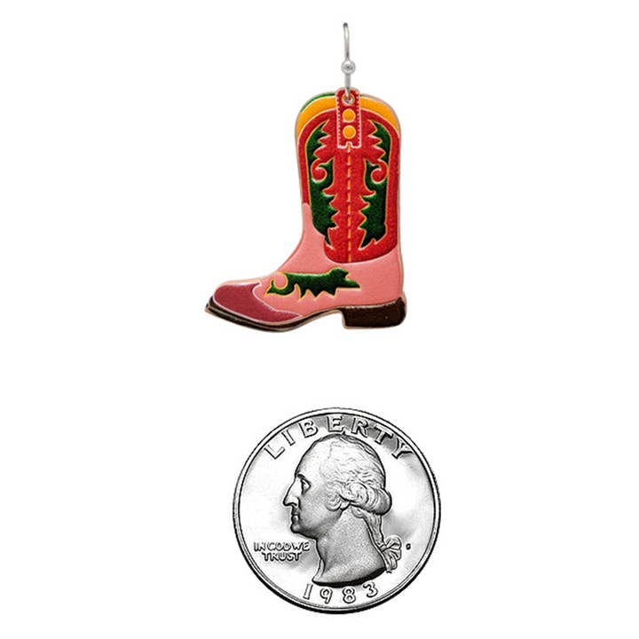 SMT Cowboy Boots Tooled Leather Hook Earrings for wholesale on Faire1