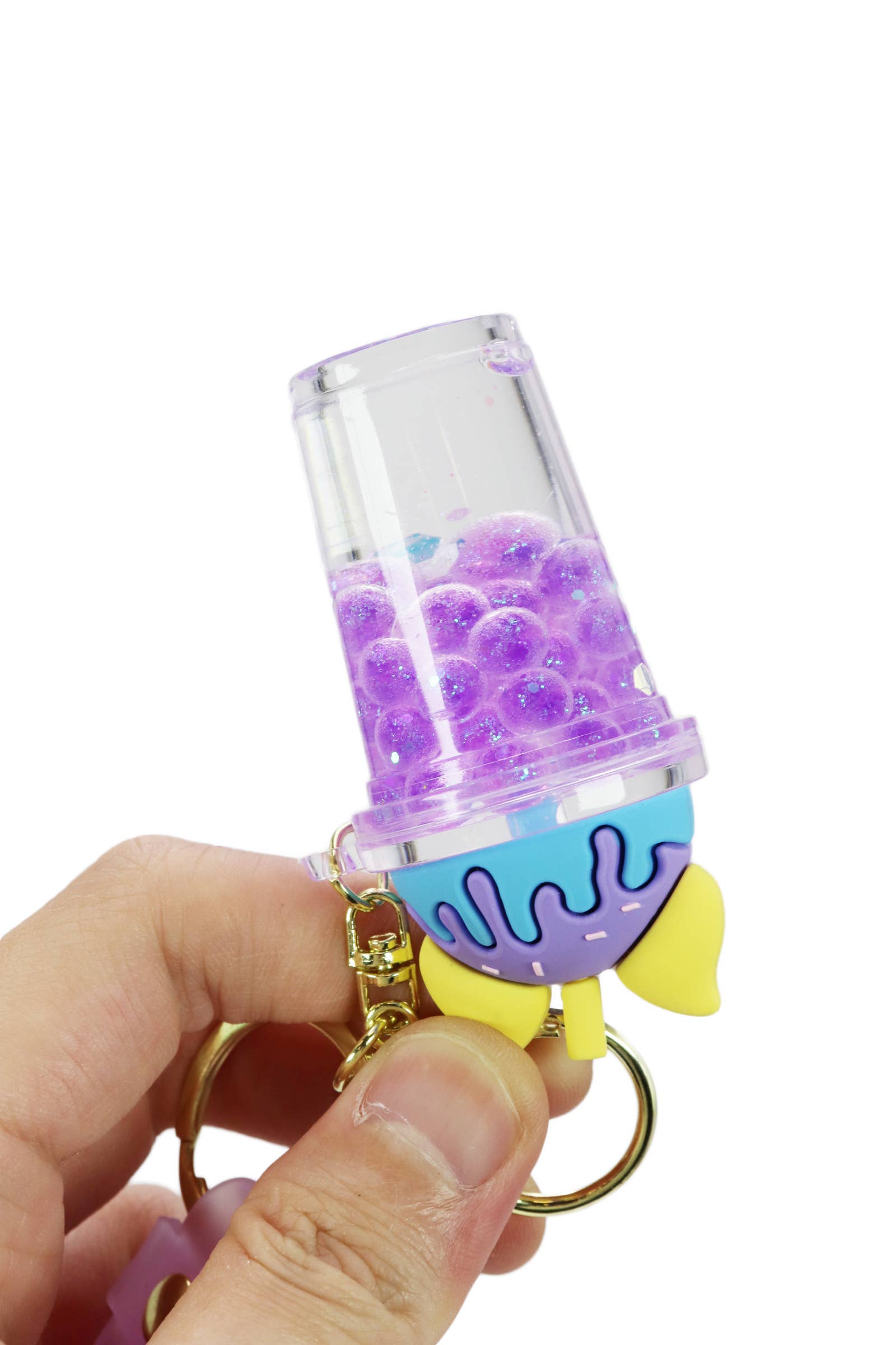 Cap Zone - Wholesale Keychain - Women's - Ice Cream Boba Bubbles Liquid Filled 3D Key Chain - 12 pcs4