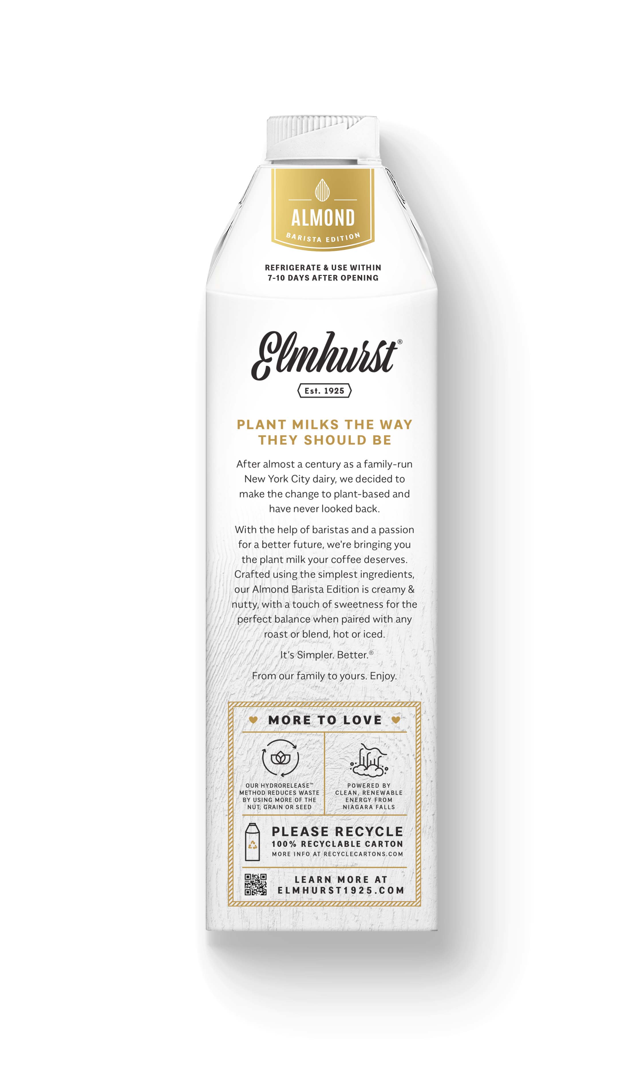 Elmhurst 1925 - Wholesale Non-Dairy Milk - Barista Edition Almond Milk, 32oz [6-Pack]6