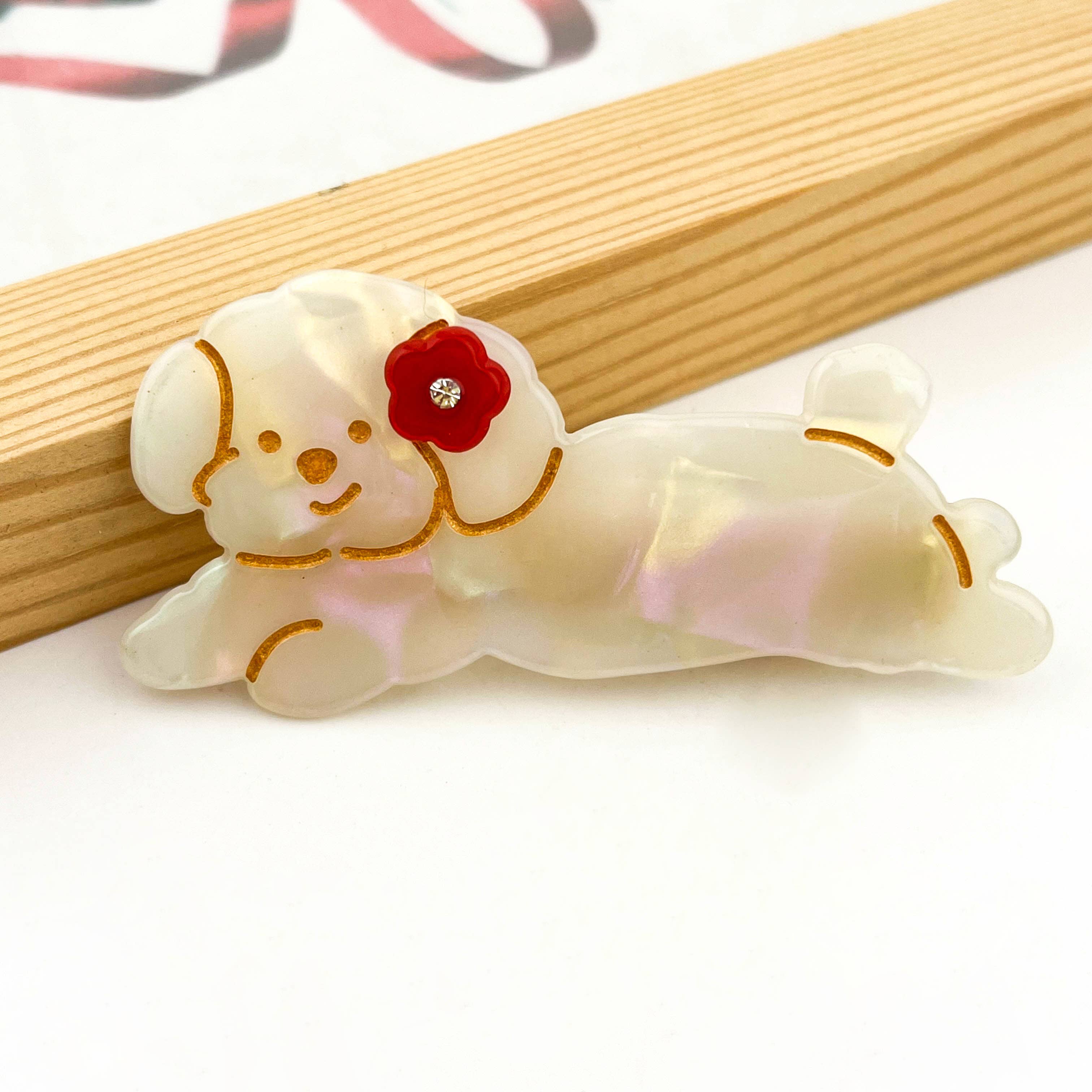 SoapElenGlen - Wholesale Hair Clip - Women's - Running Puppy Hair Clip, Cute Animal Acetate Hair Barrette3