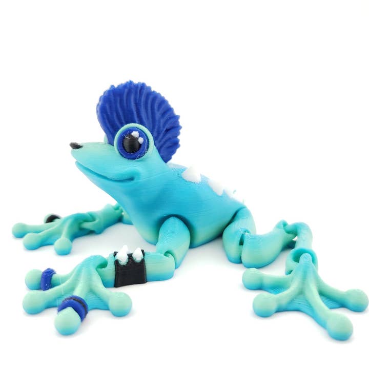 The Geek Galleria – wholesale Decorative figurine – 3D-Printed Articulated Punk EMO Frog Decor Desk Decor - Animal Figurine - Authorized Seller2