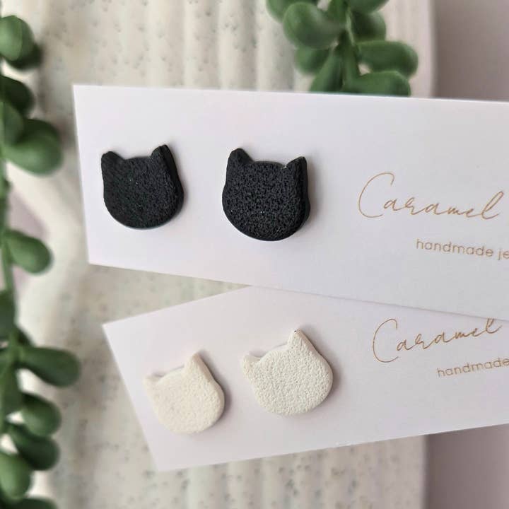 Caramel Sky - Wholesale Stud/Post Earrings - Cat Stud Earrings | Cat Clay Stud Earrings | Cat Earrings4
