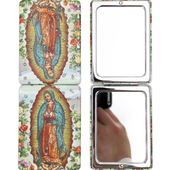 AS SHOWN Guadalupe Glitter Compact Makeup Mirror - 12 Pcs for wholesale on Faire1