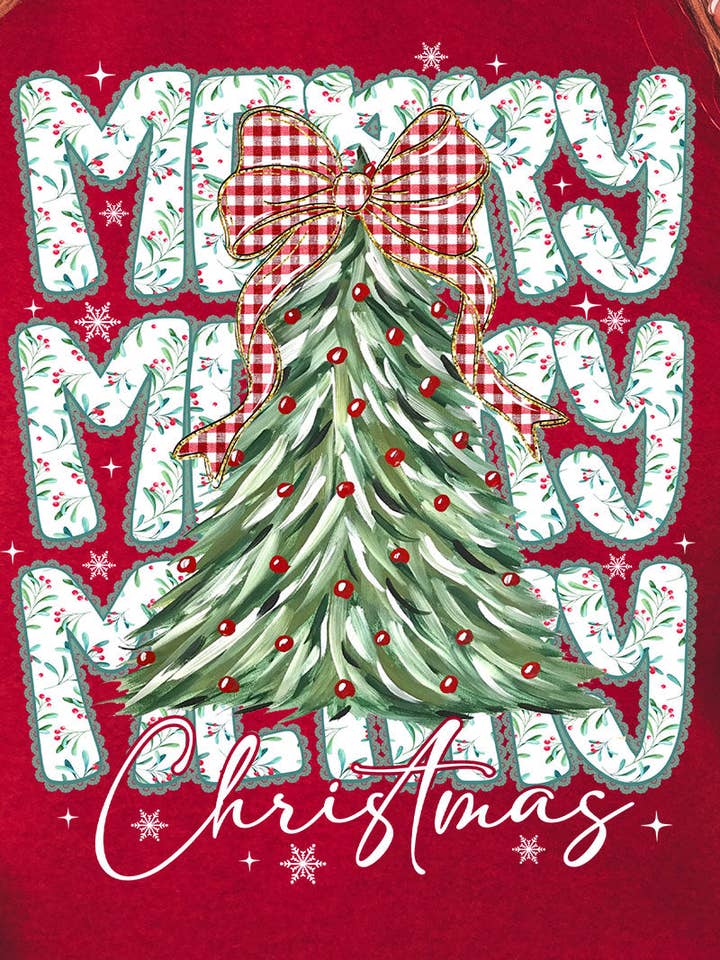 Stacked Holly Merry Christmas Tree Ready To Press DTF Transfer for wholesale by Wholesale Accessory Market