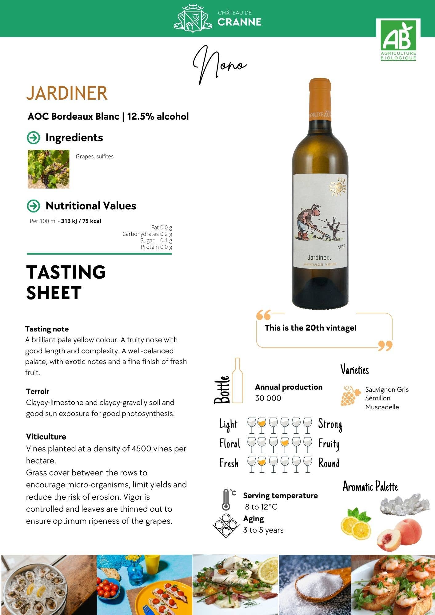 Château de Cranne – wholesale White wine – Organic Dry White Wine "Jardiner..." 2024 Bordeaux1