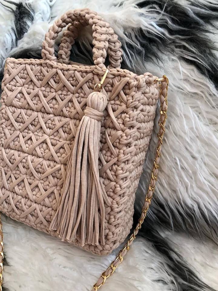 CHQEL Beige Clutch Bag for Women Handmade Crochet Purse for wholesale by CHQEL