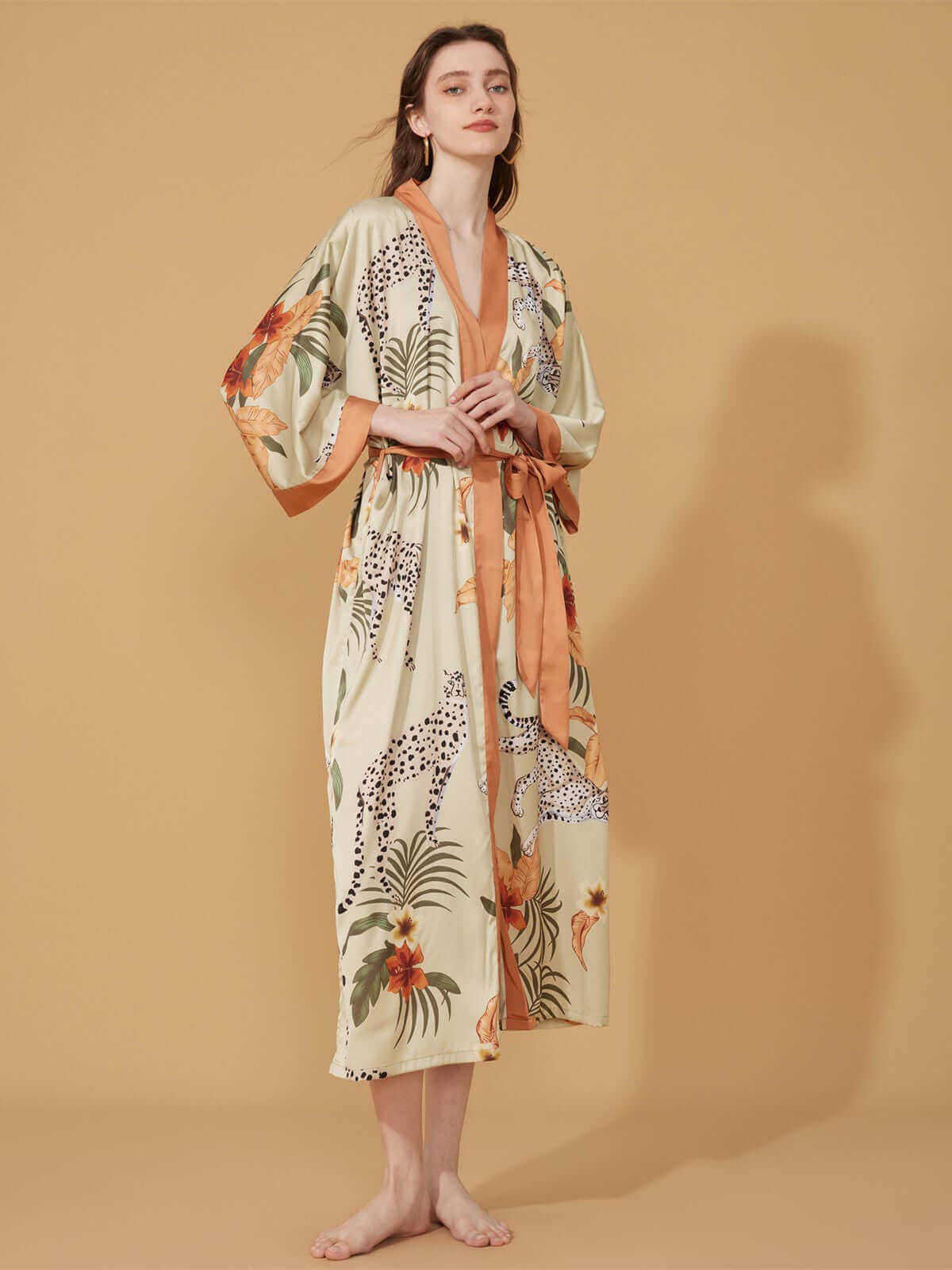 Orange Leopard Kimono Robe for wholesale on Faire3