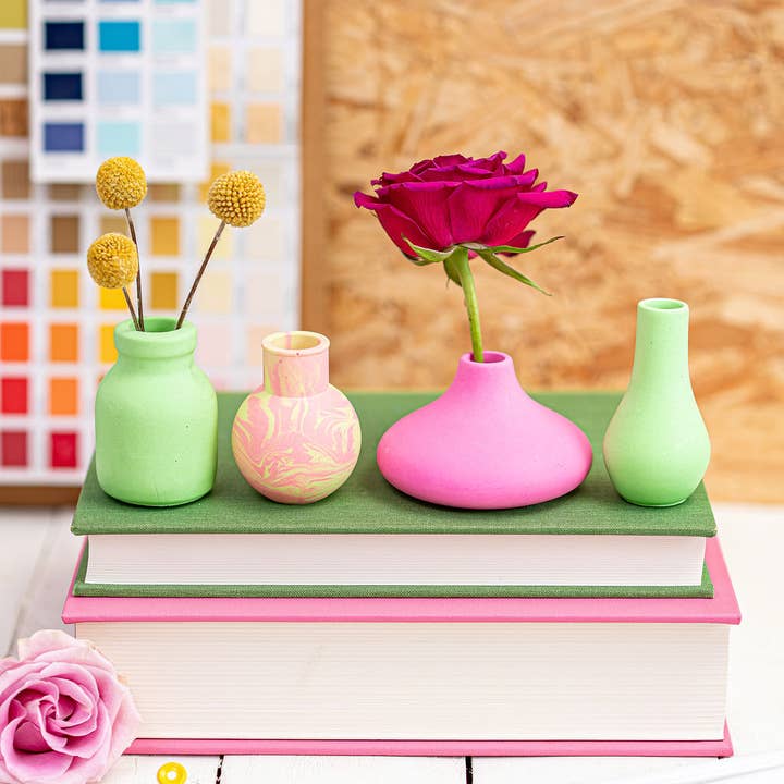 Neon Jesmonite mini vase set for wholesale by Nine Angels