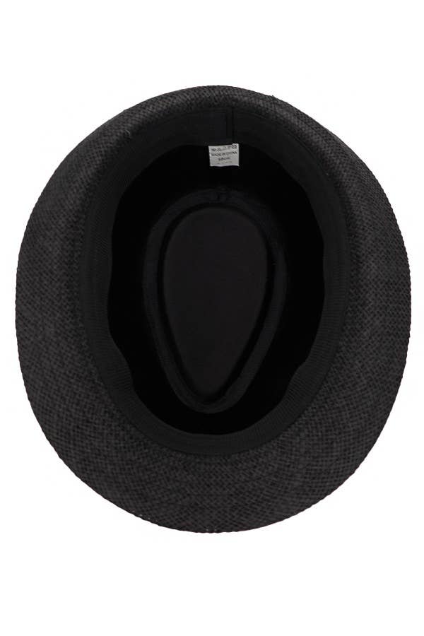 Cap Zone - Wholesale Straw Hat - Women's - Black Band Decor Open Weave Paper Straw Fedora5
