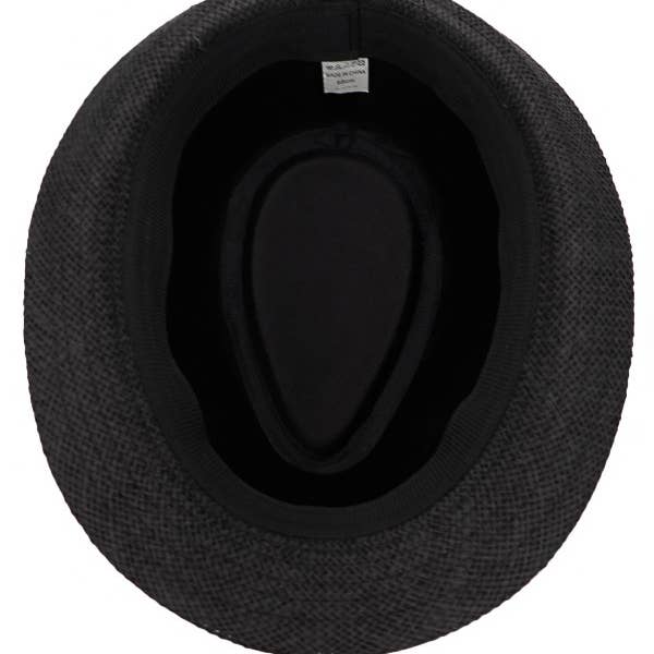 Cap Zone - Wholesale Straw Hat - Women's - Black Band Decor Open Weave Paper Straw Fedora5