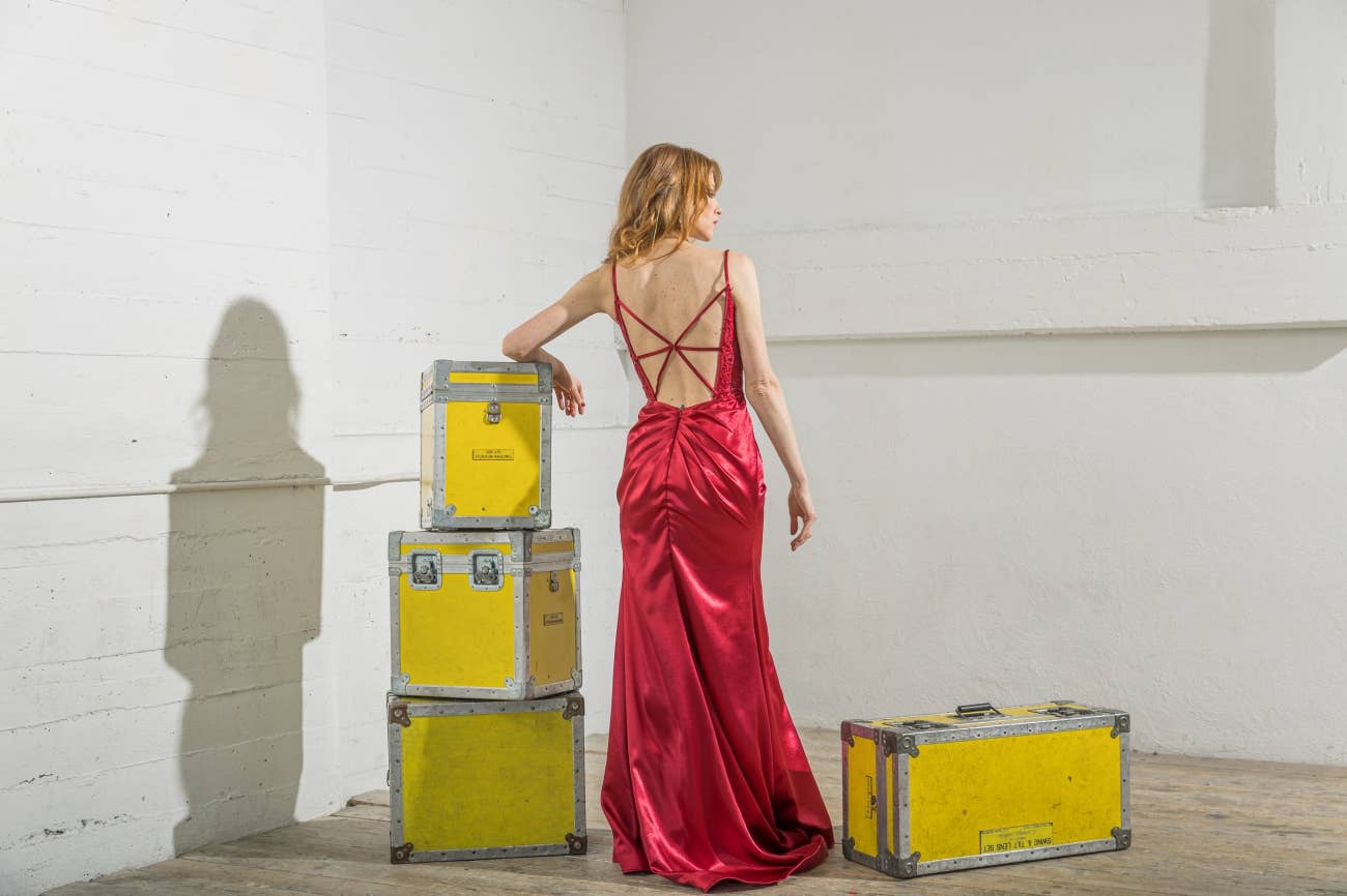 La Veneto - Wholesale Dress - Women's -  Deep v-neckline, thin straps, embellished bodice & leg slit16