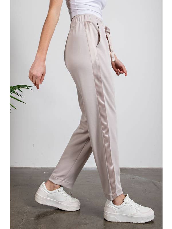 Sunday Morning - Wholesale Lounge Sweatpants/Joggers - Women's - P146237 Straight Leg Jogger with Side Satin Detail6