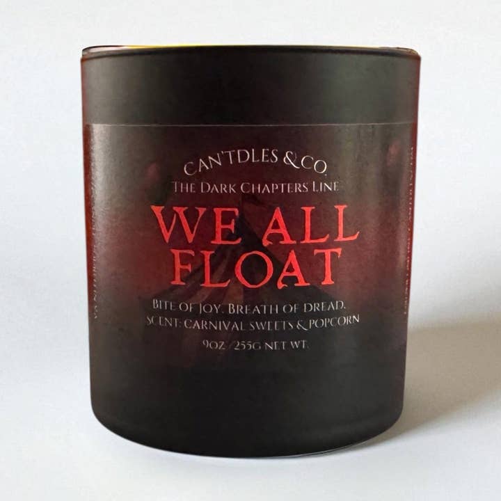 Nous flottons tous – Bougie Barbe à Papa & Popcorn | Cadeau d'horreur pour la vente par Can'tdles & Co.