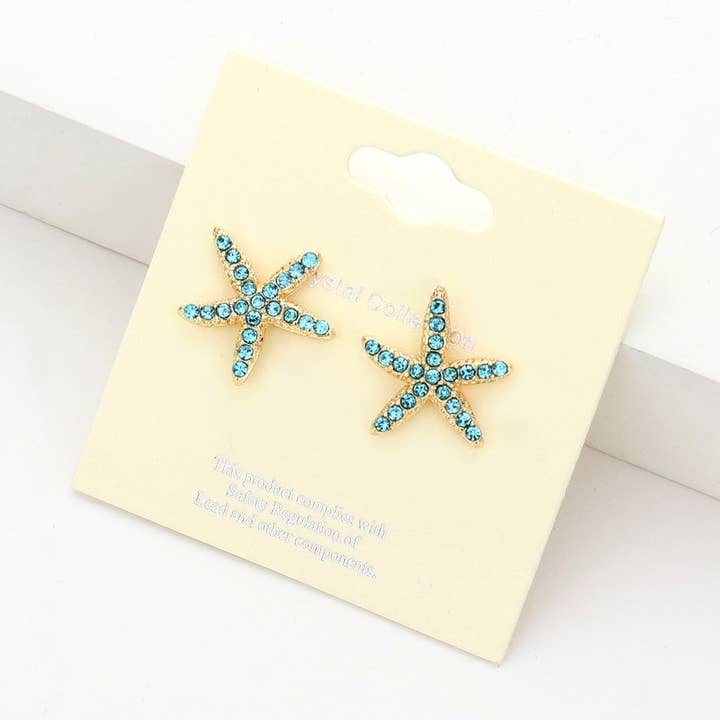 Sensibling Corp. - Wholesale Stud/Post Earrings - Crystal Starfish Stud Earrings
