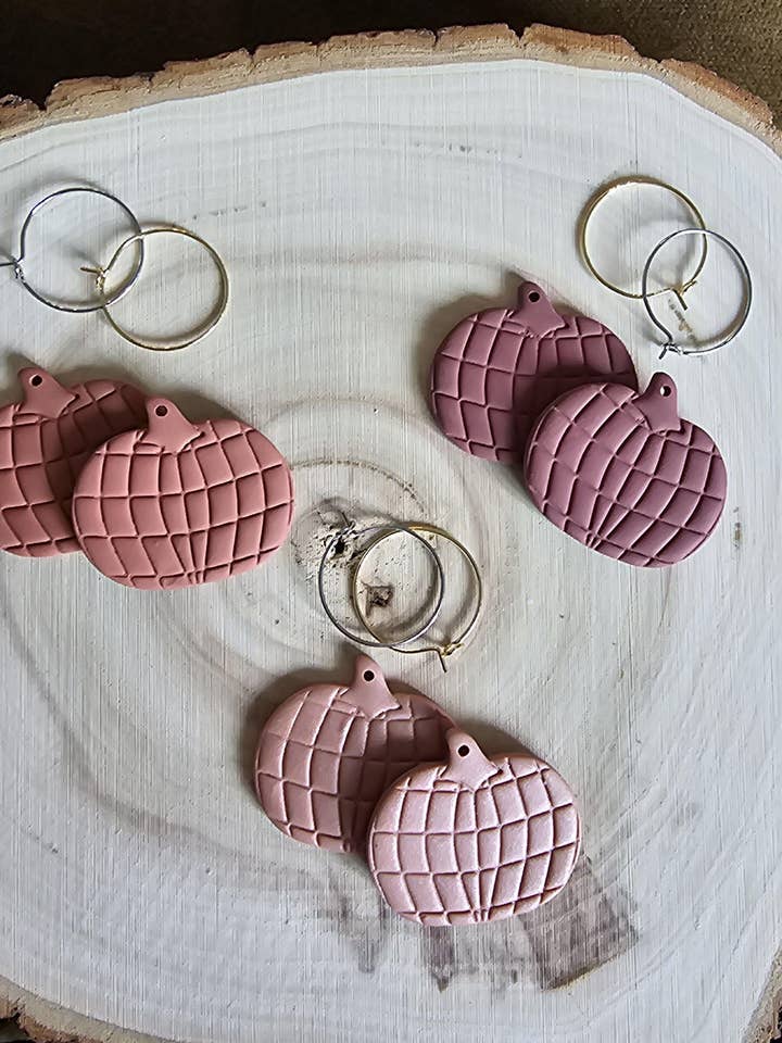 Disco Pumpkins Polymer Clay Halloween Fall Earrings for wholesale by ANS Designs Co