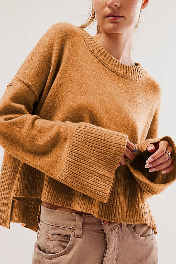 Rosa Clothing - Wholesale Knit Sweater - Women's - slouchy plain flare sleeve knit sweater jumper5