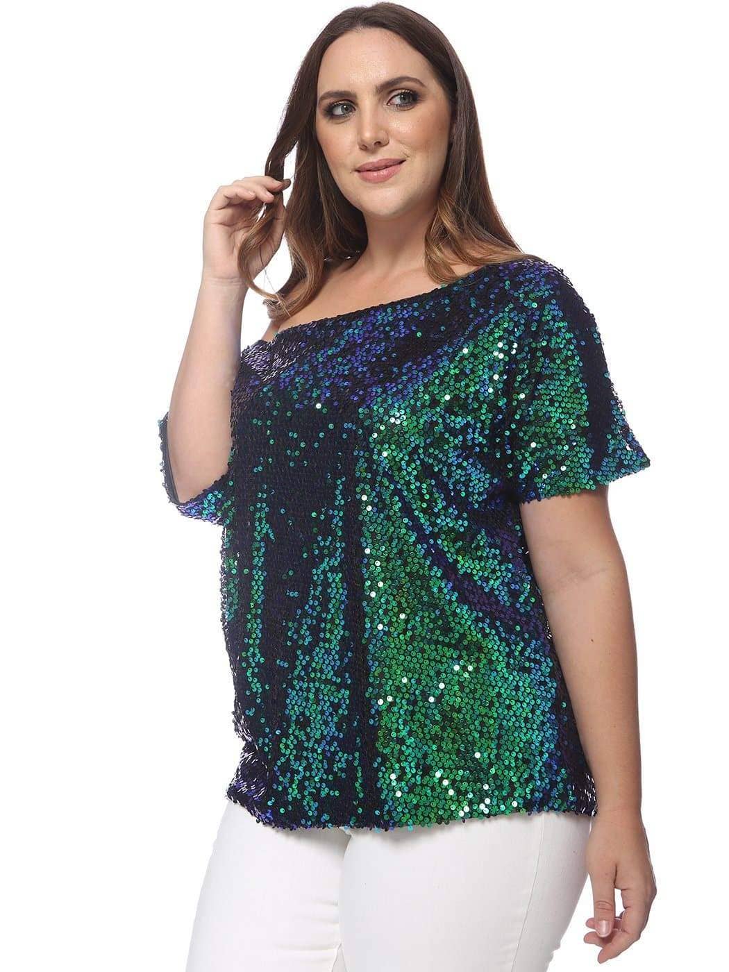 Anna Kaci Wholesale – Großhandel Bluse – Damen – Ein-Schulter-Pailletten-Top in Übergröße9