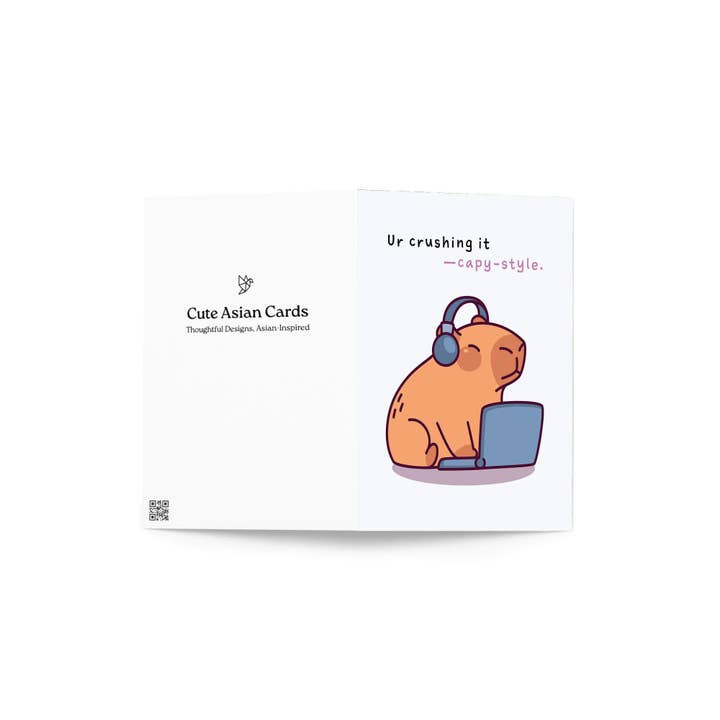 Cute Asian Cards - Wholesale Encouragement Card - Crushing It Capybara Support Cards | Cute Animal Encouragement Get Well Friends3