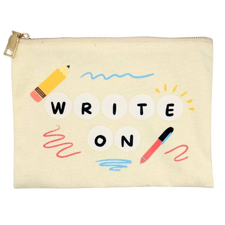Write it Down Stationery Lover Makeup Pouch for wholesale by Hustle & Hope