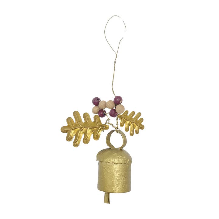 Mini guirlande klokke i messing + egetræblade i messing for engroshandel hos Maison Lilo