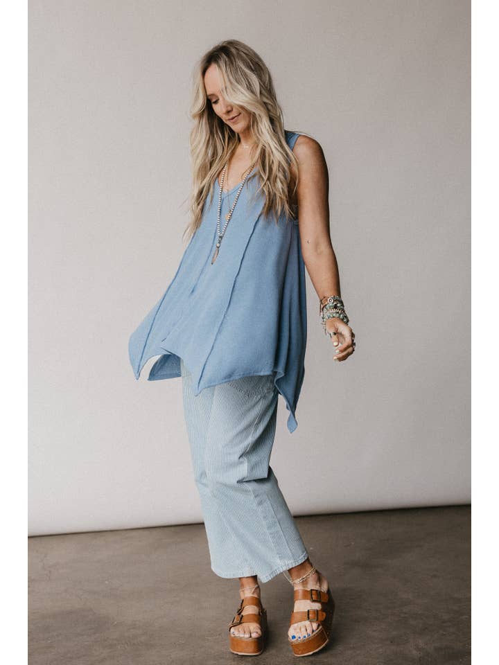 Blue Drift Away Top - Denim for wholesale on Faire
