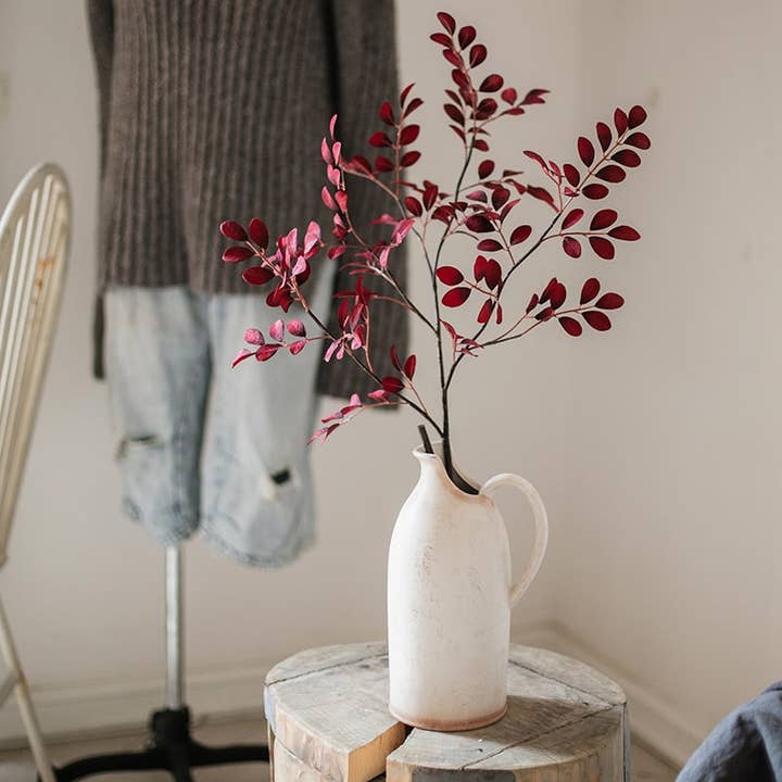 Red Tzu Tan Leaf Stem 42" Tall for wholesale by Rustic Reach