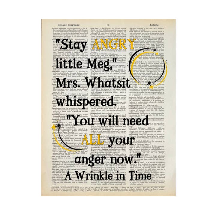Stay angry little Meg | Dictionary Print | Book Art for wholesale by Bookish Birds
