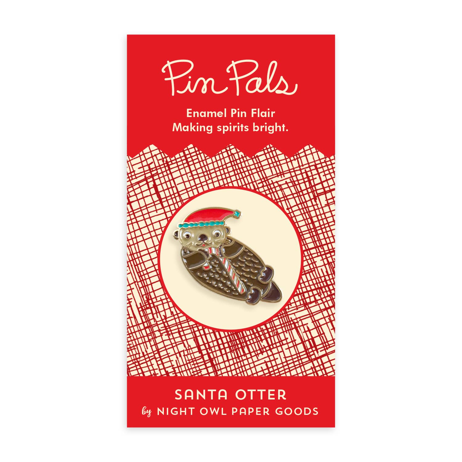 Night Owl Paper Goods - Wholesale Lapel Pin/Button - Santa Otter Holiday Enamel Pin3