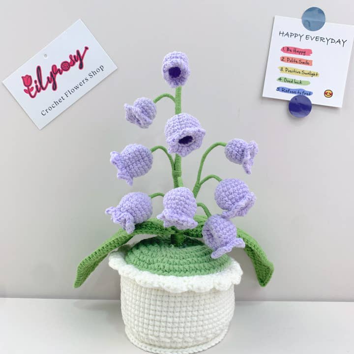 Lilyrosy(Duty free) - Vendita all'ingrosso Fiori finti - Vasi di Mughetto all'Uncinetto, Decorazione per la Casa Fatta a Mano