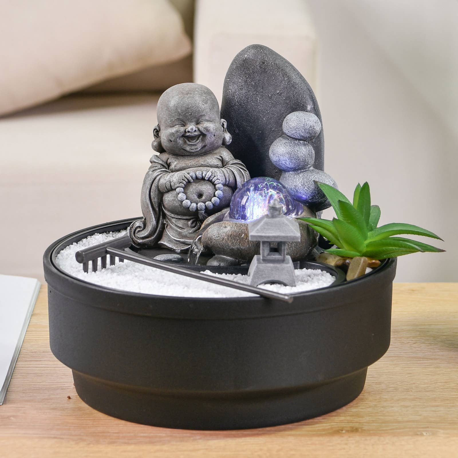 Zen'Arôme – Großhandel Tischdeko – Zen'Arome Sikhi Zimmerbrunnen mit Zen-Garten - Entspannendes Dekor12