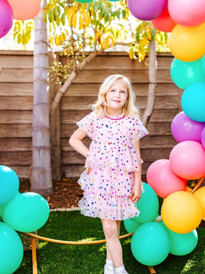 Three Wildflower Designs - Wholesale Dress - Kids - Girls Heart Foil Cake Birthday Dress | Birthday Dress