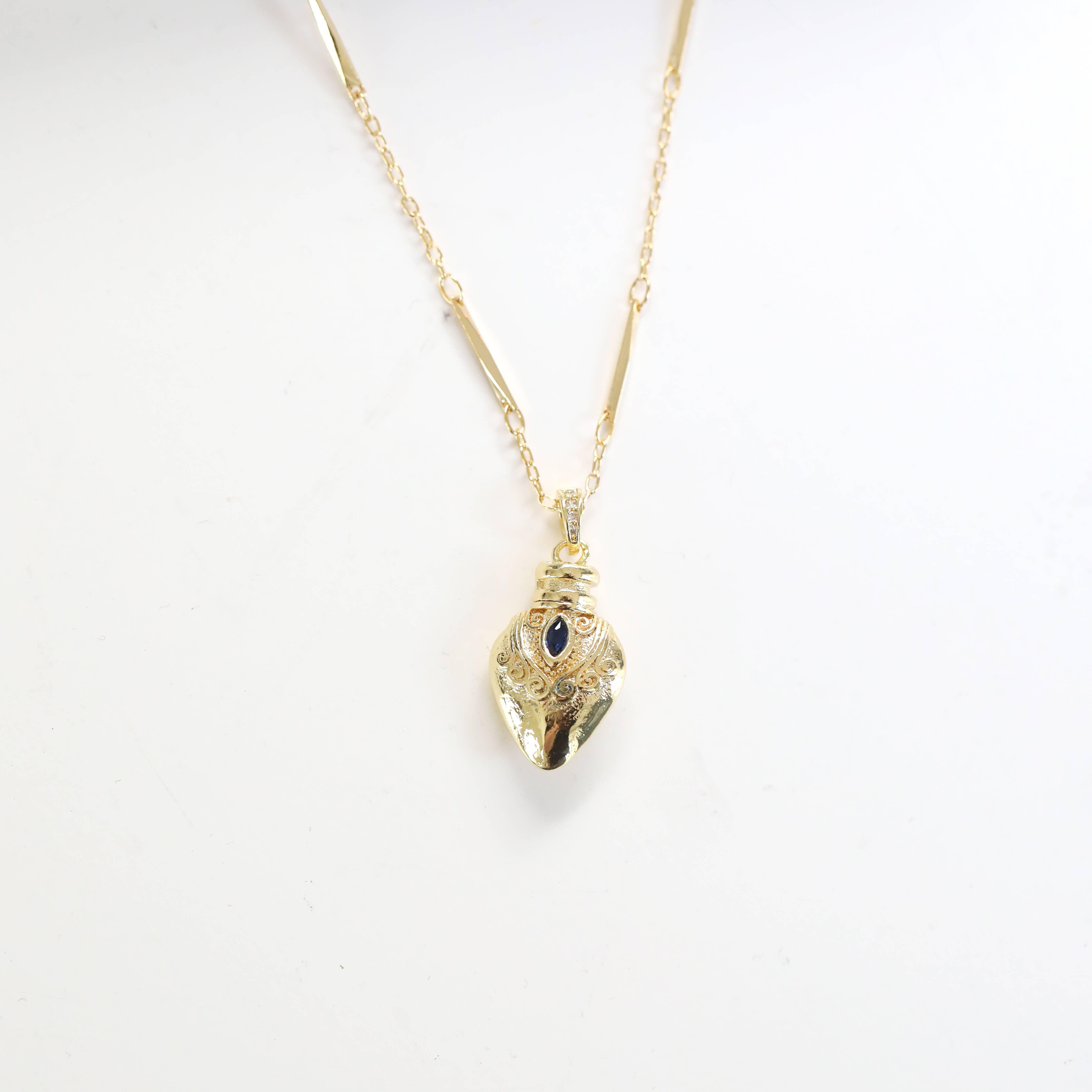 The Gilded Witch - Wholesale Halskettinghanger - Vergulde Vintage Toverdrank Elixer Bedelketting: Heksachtig9